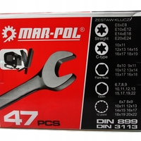 НЕМСКИ Полски Комплект Комбинирани Ключове 47 части MAR-POL + ЛЕД ФЕНЕР