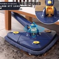 НЕМСКИ Триъгълен моп за почистване на 360°, Микрофибърни кърпи + ЛЕД ФЕНЕР