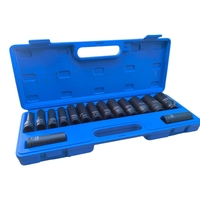 НЕМСКИ Ударни Вложки 1/2″ Удължени Комплект 12 – стенни 15 части HAWEK + ЛЕД ФЕНЕР