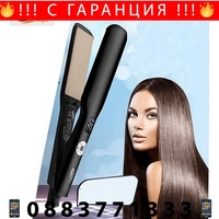 НЕМСКА Елегантна преса за коса Melisa, GoldMaster, Турмалинови плочи, 230C, Загрява бързо, Черна + ЛЕД ФЕНЕР