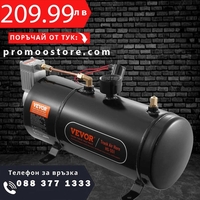 НЕМСКИ 12V въздушен компресор със 3-литров резервоар +ЛЕД ФЕНЕР