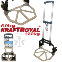 НЕМСКА Транспортна Сгъваема Количка до 60кг и до 100кг KRAFTROYAL + ЛЕД ФЕНЕР