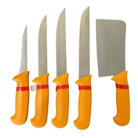 НЕМСКИ Комплект Професионални Месарски Ножове и Сатър 5 броя STAHLMAYER Exclusive + Подарък + ЛЕД ФЕНЕР