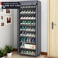 НЕМСКИ Шкаф за обувки с 9 реда, водоустойчив, 160x60x30см. + ЛЕД ФЕНЕР