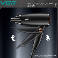 НЕМСКА Сешоар VGR V-439, Технология с отрицателни йони, 3 нива на топлината, Черен + ЛЕД ФЕНЕР