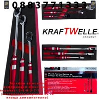 НЕМСКИ Усилени Тресчотки Удължени XL 1/4″ 3/8″ 1/2″ KRAFTWELLE Немски Комплект Тресчотка Ключове Тресчотни + ЛЕД ФЕНЕР