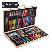 НЕМСКИ Творчески комплект за дете 180 части - пастели, моливи, маркери, акварели + ЛЕД ФЕНЕР