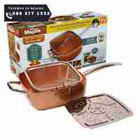 НЕМСКИ Copper Chef Pan - дълбок тиган с незалепващо покритие 6 в 1 + ЛЕД ФЕНЕР