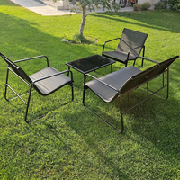 НЕМСКИ Градински Мебелен Комплект 4 части PVC Ратан + ЛЕД ФЕНЕР