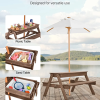 НЕМСКИ Дървен Градински Комплект – Пикник Маса с Пейки + ЛЕД ФЕНЕР