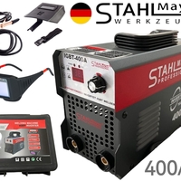 НЕМСКИ Инверторен Електрожен с Куфар + Соларни Очила 400А STAHLMAYER с дисплей Заваръчна техника + ЛЕД ФЕНЕР
