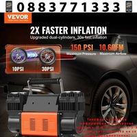 НЕМСКИ Преносим двуцилиндров компресор за гуми + ЛЕД ФЕНЕР