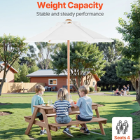 НЕМСКИ Дървен Градински Комплект – Пикник Маса с Пейки + ЛЕД ФЕНЕР