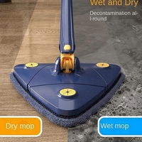 НЕМСКИ Триъгълен моп за почистване на 360°, Микрофибърни кърпи + ЛЕД ФЕНЕР