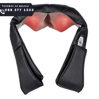 НЕМСКИ Шиацу масажор със затоплящ ефект и 3 степени на интензитет, Черен + ЛЕД ФЕНЕР