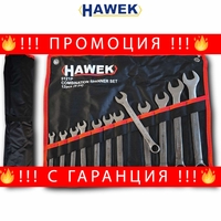 НЕМСКИ Професионален Комплект Звездогаечни Ключове HAWEK 12 части 8-24мм + ЛЕД ФЕНЕР