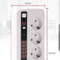 НЕМСКИ Power Socket разклонител с x5 USB и 3x220V гнезда 3.4А 2м. + ЛЕД ФЕНЕР