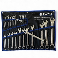 НЕМСКИ ЗВЕЗДОГАЕЧНИ ТРЕСЧОТНИ КЛЮЧОВЕ 6-32 ММ 22 ЧАСТИ HAWEK + ЛЕД ФЕНЕР