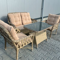 НЕМСКИ Градински Комплект Alaska От Изкуствен Ратан–2 стола+ ЛЕД ФЕНЕР