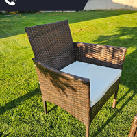 НЕМСКИ Градински Комплект Ратанов Кът За Релакс От 4 Части + ЛЕД ФЕНЕР