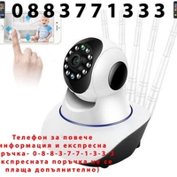 НЕМСКА 2MP FULL HD, WIFI БЕЗЖИЧНА КАМЕРА С 5 АНТЕНИ, МОТОРИЗИРАНА 355° завъртане + 32GB Карта + ЛЕД ФЕНЕР