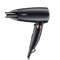 НЕМСКА Сешоар VGR V-439, Технология с отрицателни йони, 3 нива на топлината, Черен + ЛЕД ФЕНЕР