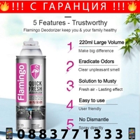 НЕМСКИ Обезмирисител за климатик/парно Quick Fresh F139 Flamingo 220ml + ЛЕД ФЕНЕР