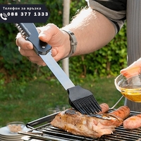 НЕМСКИ Комплект прибори за BBQ Bdown от неръждаема стомана, Елегантна кутия, 6 броя + ЛЕД ФЕНЕР