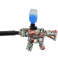 НЕМСКА Пушка с топчета, Дължина 38 см, Калибър 7-8 мм, 1000 топчета, Бял/Син + ЛЕД ФЕНЕР.