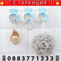 НЕМСКА Самозалепваща се тройна закачалка за баня + ЛЕД ФЕНЕР