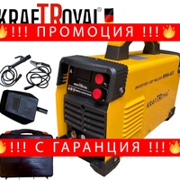 НЕМСКИ Професионален Инверторен Електрожен 400A KRAFTROYAL Заваръчен Апарат ММА с дисплей в Куфар + ЛЕД ФЕНЕР