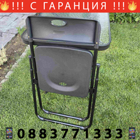 НЕМСКА Квадратна Маса Със Стъкло + 4 Сгъваеми Стола – 60 см +ЛЕД ФЕНЕР