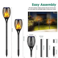 НЕМСКИ Комплект LED соларни лампи, Тип факли с пламъчен ефект, 4 броя + ЛЕД ФЕНЕР