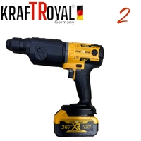 НЕМСКИ 5в1 Мултифункционален Инструмент 5 Приставки Сменяеми KRAFTROYAL 36V Водоструйка Винтоверт Гайковерт-Импакт Перфоратор и Ъглошлайф Акумулаторен 2х Батерии + ЛЕД ФЕНЕР