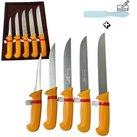 НЕМСКИ Комплект Професионални Месарски Ножове 5 броя STAHLMAYER Exclusive + Подарък + ЛЕД ФЕНЕР