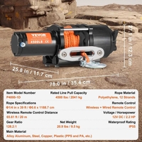 НЕМСКА Електрическа лебедка – 12V, 2 тона + ЛЕД ФЕНЕР