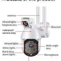 НЕМСКА WIFI FULL HD 2.0MP 50 LED 355° ВЪРТЯЩА КАМЕРА с двойна камера и телефото, IP66 водоустойчива + ЛЕД ФЕНЕР