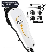 НЕМСКА Професионална машинка за бръснене и подстригване HTC CT-605, Бялa + ЛЕД ФЕНЕР