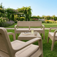 НЕМСКИ Луксозен Градински Комплект С Възглавници Рейна + ЛЕД ФЕНЕР