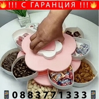 НЕМСКА Двуетажна моделираща и въртяща се кутия за ядки и бонбони, Пластмасова + ЛЕД ФЕНЕР