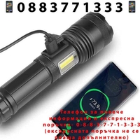 НЕМСКИ Мощен Акумулаторен Ръчен Фенер С Много Функции + ЛЕД ФЕНЕР