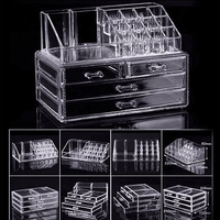 НЕМСКИ Комбиниран органайзер за гримове и бижута, 4 чекмеджета + ЛЕД ФЕНЕР