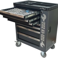 НЕМСКА Количка с инструменти 7 чекмеджета 6 пълни Шкаф KrafTWelle + ЛЕД ФЕНЕР