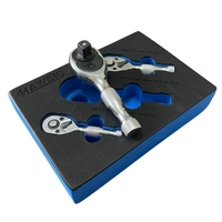 НЕМСКИ Мини Тресчотки Професионален Комплект 3 броя Тресчотка HAWEK Хром Ванадиева Стомана HW-2056 + ЛЕД ФЕНЕР