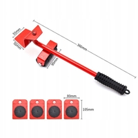 НЕМСКИ Уред за Преместване на Мебели Комплект 5 части Местене до 150кг + ЛЕД ФЕНЕР
