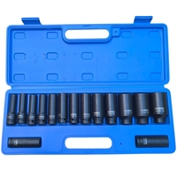 НЕМСКИ Ударни Вложки 1/2″ Удължени Комплект 12 – стенни 15 части HAWEK + ЛЕД ФЕНЕР