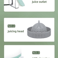 НЕМСКА Преносима безжична USB сокоизтисквачка за цитруси, Компактен дизайн, Лесен за използване и почистване + ЛЕД ФЕНЕР