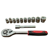 НЕМСКА Тресчотка с Вложки и Удължител Комплект 1/2” 12 части STAHLMAYER + ЛЕД ФЕНЕР