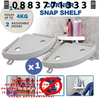 НЕМСКИ Ъглов рафт за баня – Snap Up без винтов монтаж + ЛЕД ФЕНЕР