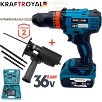 НЕМСКИ Ударен Винтоверт 40 части 36V + Подарък Приставка Прободен Трион ЗЕГЕ + ЛЕД ФЕНЕР